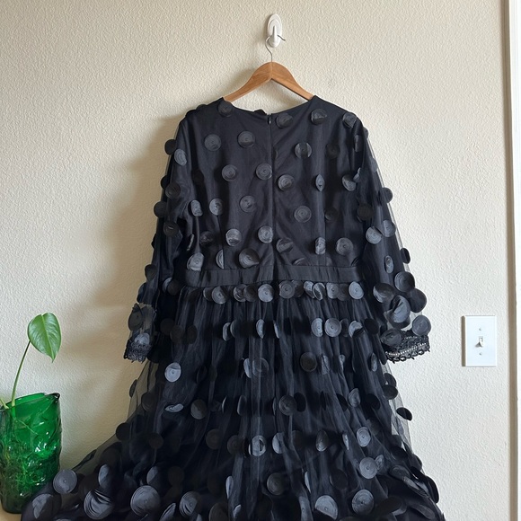 Dainty Jewells Black Polka Dot Applique Midi Dress - Picture 4 of 15